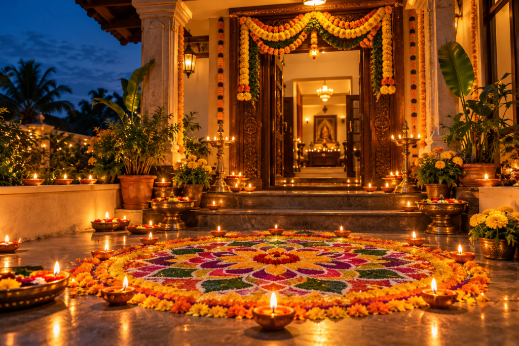 Diwali-Elegance-at-a-Traditional-Indian-Entrance-1024x683 Diwali 2026 in India: Date, Puja Timings, Stories & Celebrations