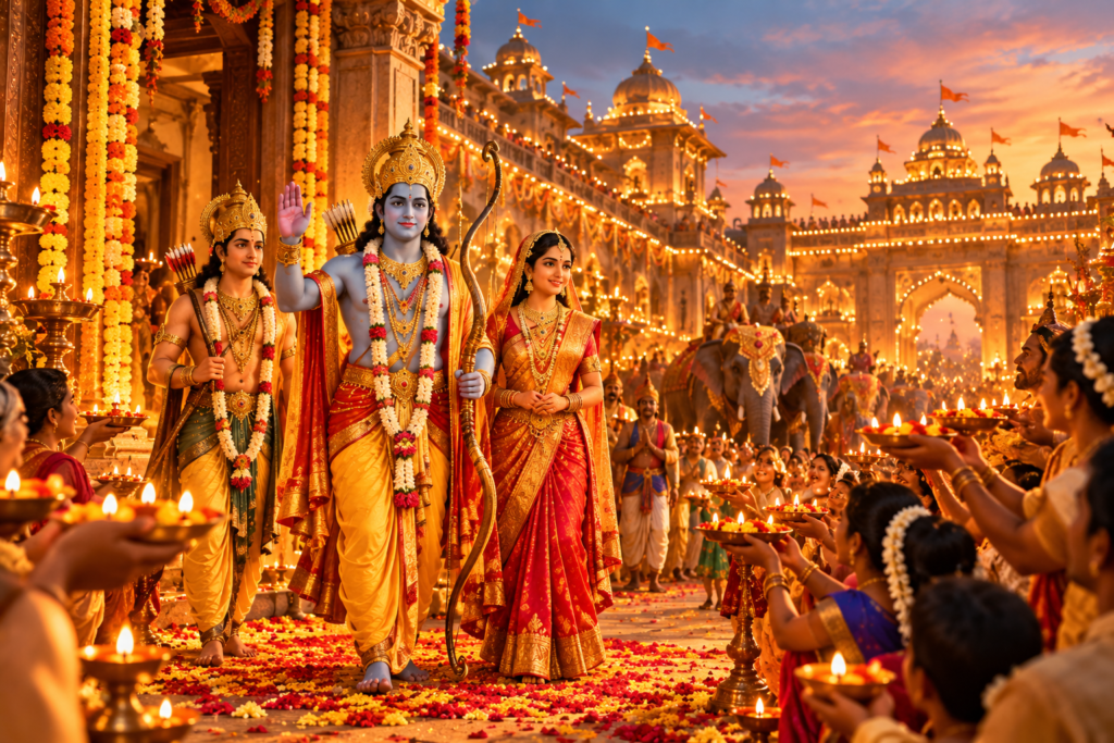Golden-Procession-of-Ramas-Return-1024x683 Diwali 2026 in India: Date, Puja Timings, Stories & Celebrations